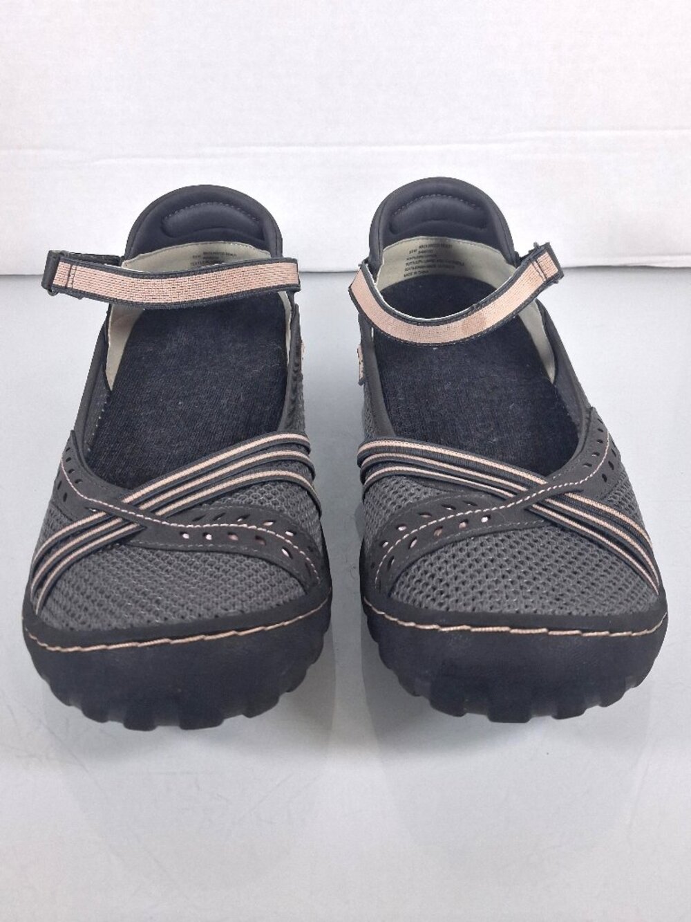 JBU Women's Maya water-ready Mary Janes Size 8.5 Grey Floral Cutout Shoes Flats